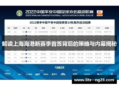 解读上海海港新赛季首签背后的策略与内幕揭秘